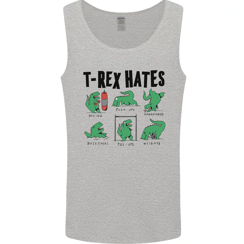 T-Rex Hates Funny Dinosaurs Jurassic Gym Mens Vest Tank Top