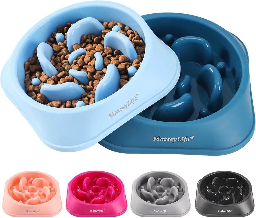 Slow Feeder Dog Bowls 2PCS, Anti-Choking Puzzle Dog Food Bowls, Anti-Slip Intera