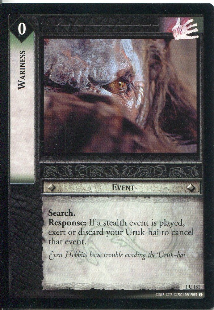 Lord Of The Rings CCG FotR Card 1.U161 Wariness