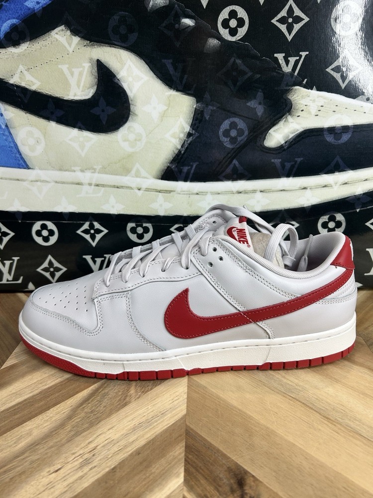 Nike Dunk Low Vast Grey Varsity Red White Men's Size 12 FJ0832-011 UNLV Sneakers