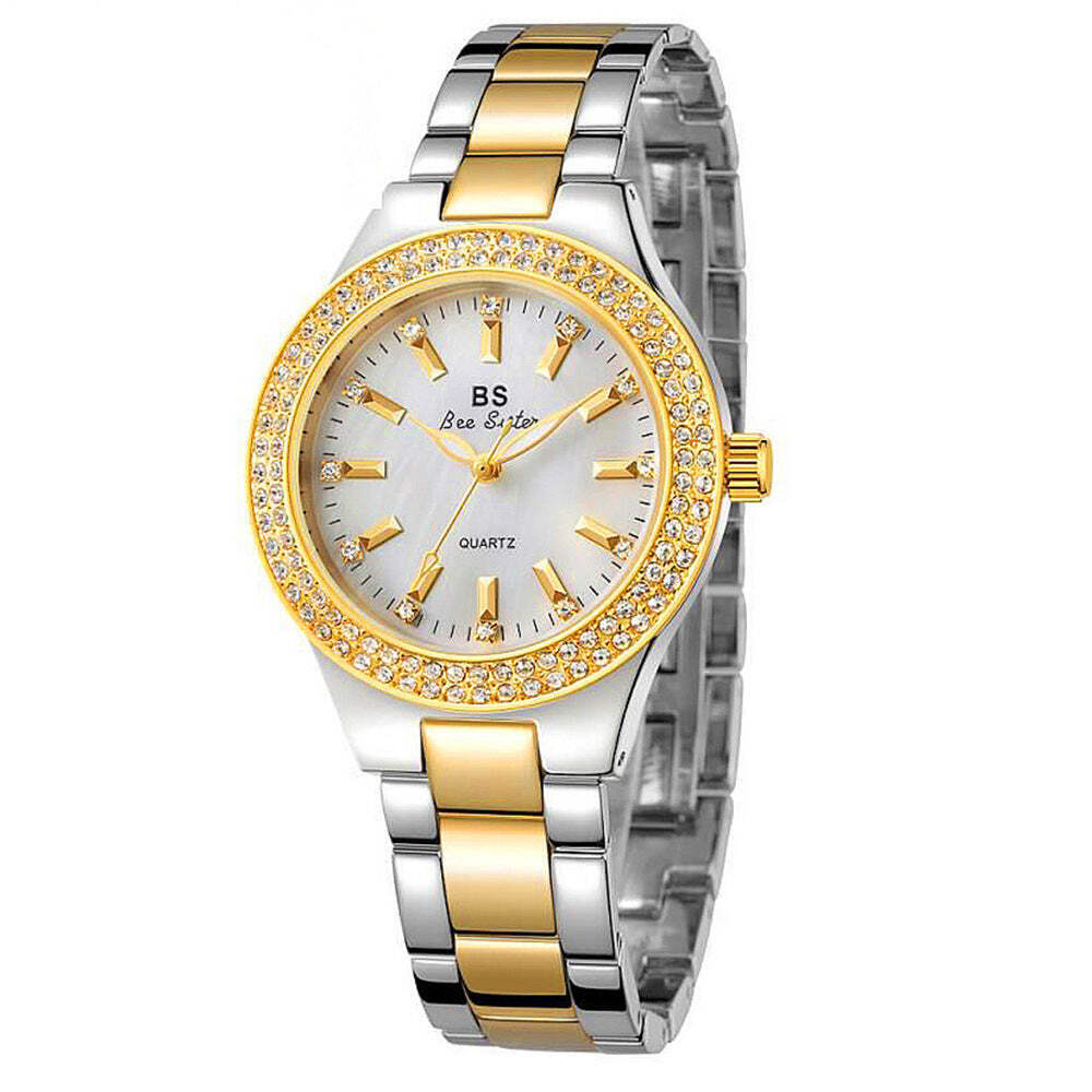 Chic Full Diamond Small Dial Quartz Watch with Stainless Steel Band