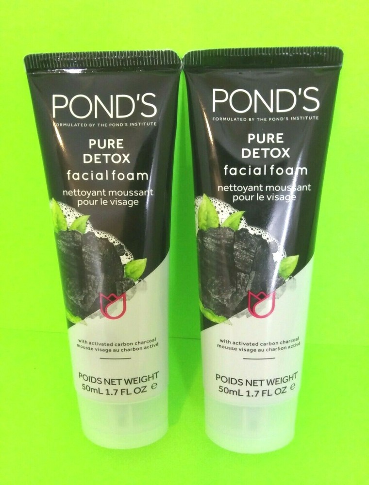 Ponds Womens Pure Detox Foam 1.7 Oz Charcoal Cleanser 2 Pack
