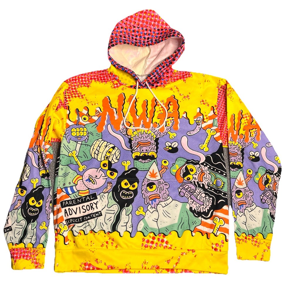 Garment One All Over Print Hoodie Multicolored Unisex Size Medium N.W.A Hoodie