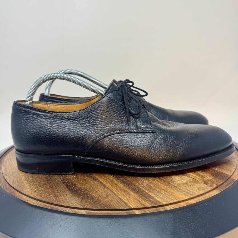 Gravati Black Pebbled Leather Plain Toe Men's Dress Shoes Size 12M Hand Made