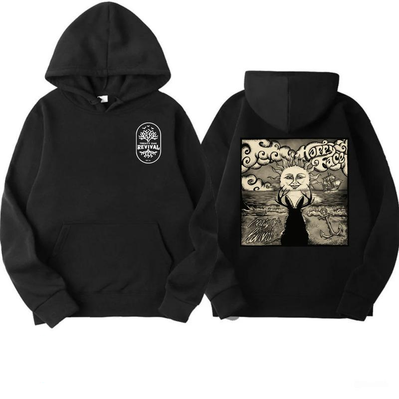 Treaty Oak Revival Nostalgic Vintage Sun and Waves Graphic double sided hoodie