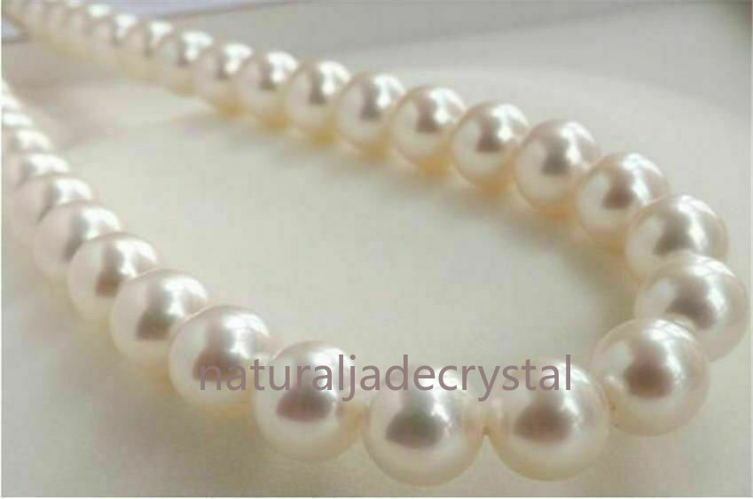 10-11MM Genuine White South Sea Freshwater Pearl Necklace 18 Inches