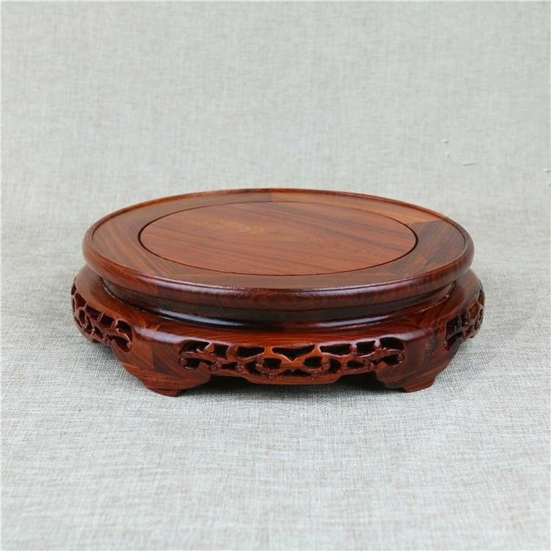 8.5 Inch Rosewood Pedestal Display Stand for Vases Statues Gifts Solid Wood Round Base