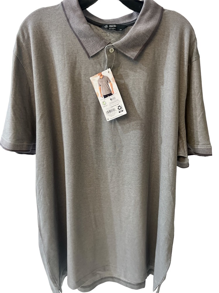 Members Mark Stretch Cotton Pique Polo Shirt for Men Grey 2XL New-image