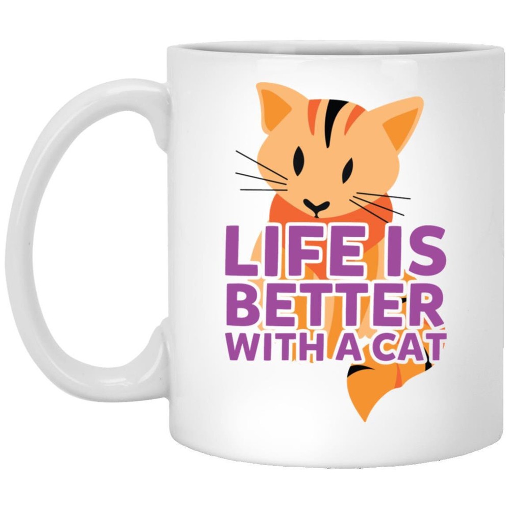 Cat Lover Coffee Mug Life Is Better With A Cat  Coffee Mugs Gift For Cat Owners
