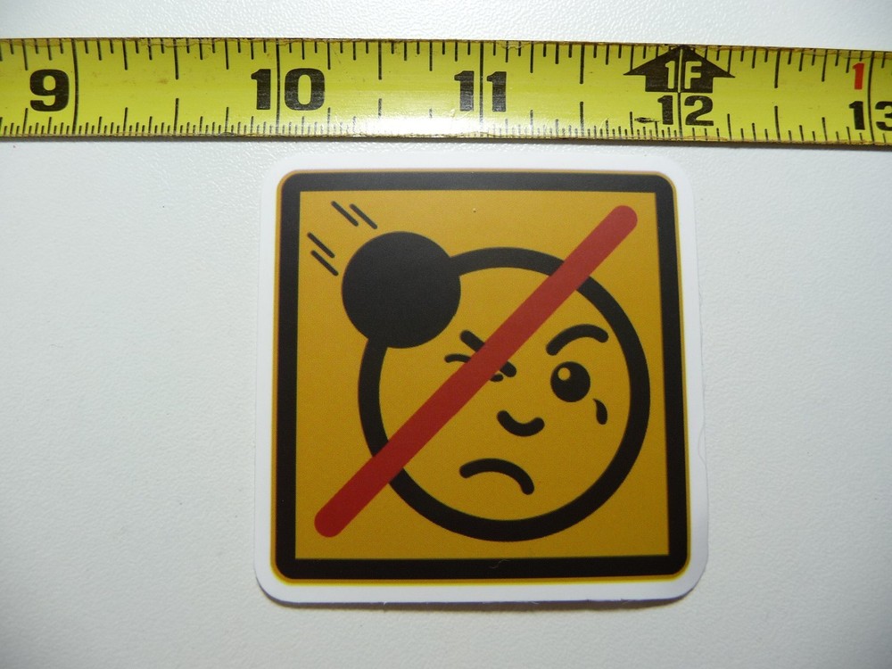 CAUTION DANGER FLYING BALLS EYE INJURY DECAL STICKER FUN LITTLE SIGNS