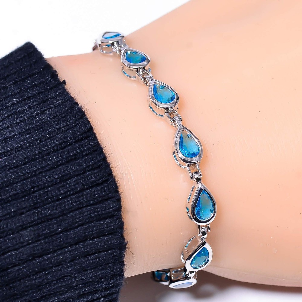Blue Topaz 925 Sterling Silver Tennis Bracelet 7.99