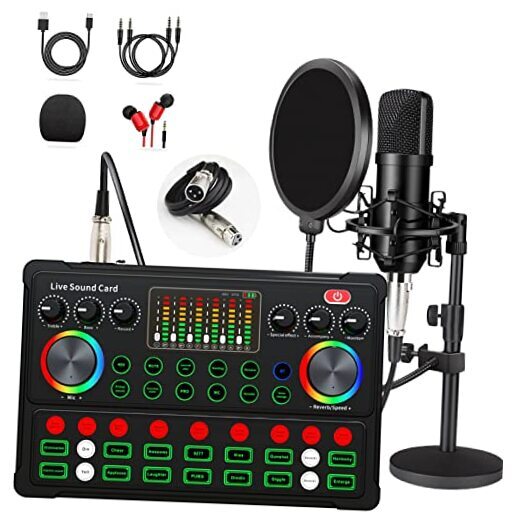 Podcast Equipment Bundle, 48V XLR Podcast Microphone Bundle, Voice Changer