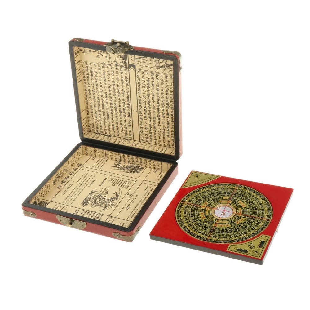 Vintage Feng Shui Luo Pan Chinese Compass w/ Leather Dragon