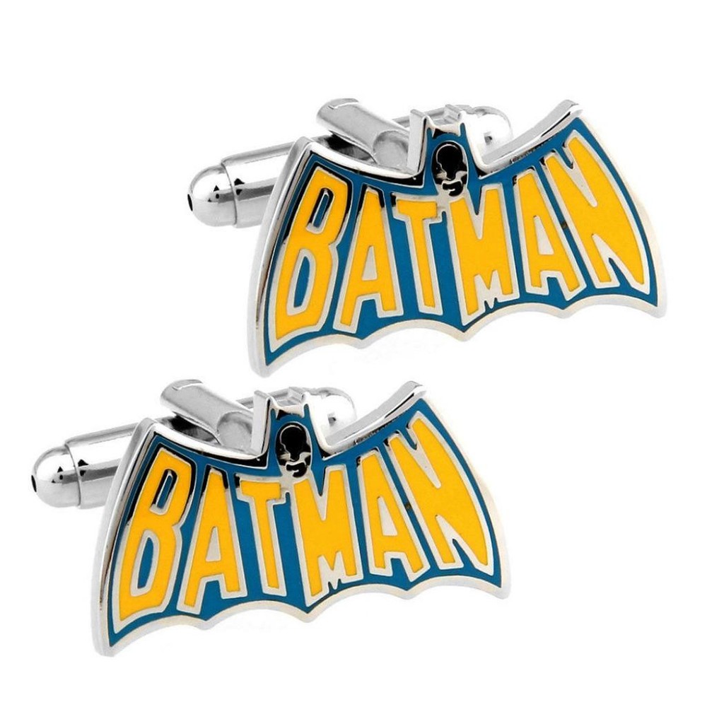 BATMAN CUFFLINKS Vintage Cape Design Comic Superhero w GIFT BAG Wedding Groom
