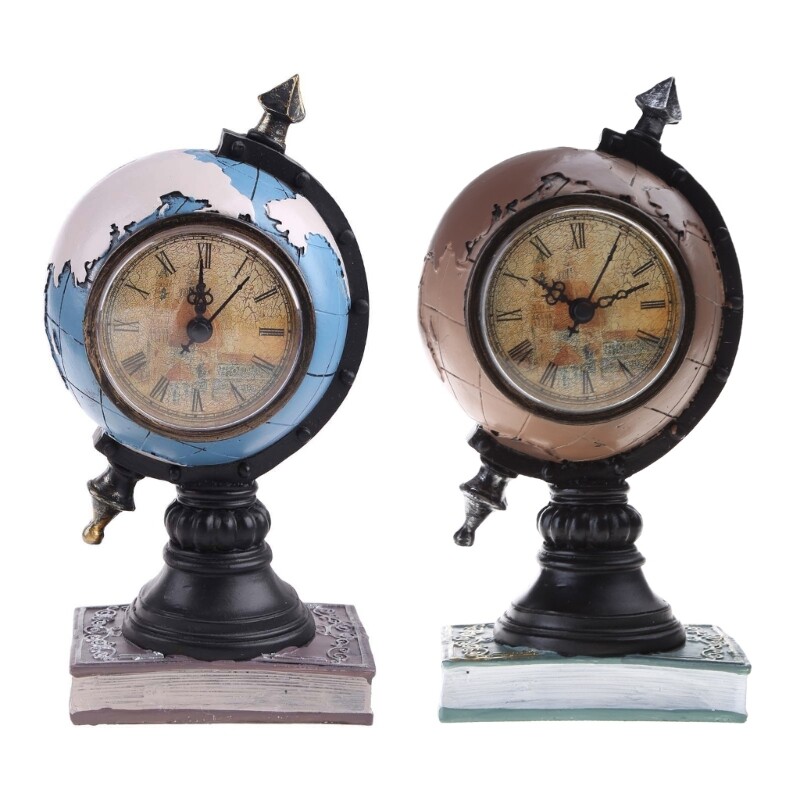 Retro Earth Clock for Creative Resin Figurine Decor Craft Desktop Ornament