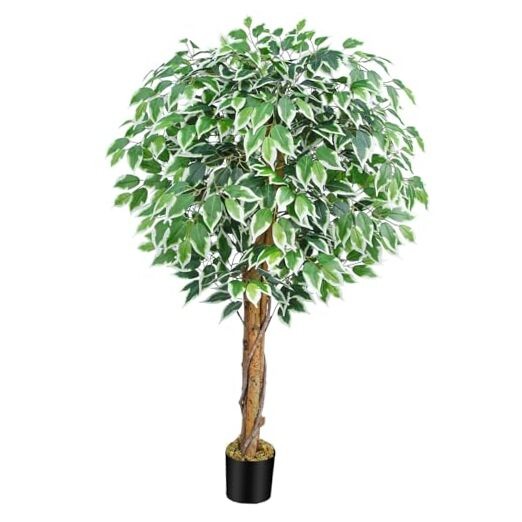 5ft Faux Ficus Tree with Realistic Curved Trunk and Lush Foliage