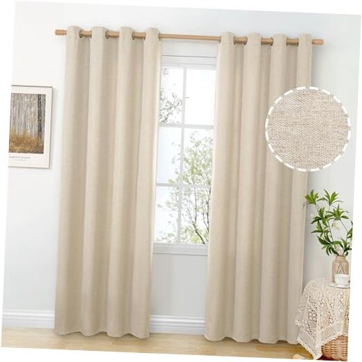 Linen Curtains 84 Inch Length 2 Panels Set for 52