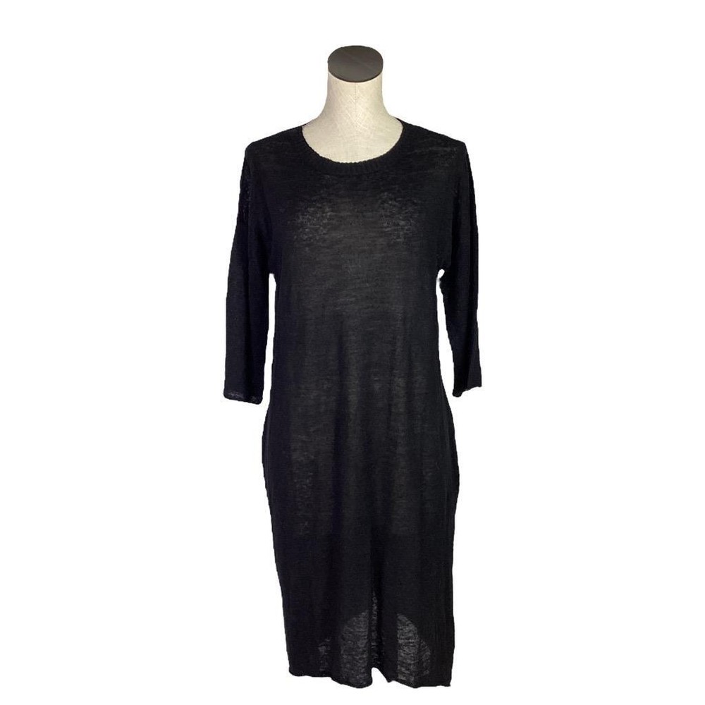 Gudrun Sjoden Dress Womens S Black Lagenlook Organic Linen Tunic NEW