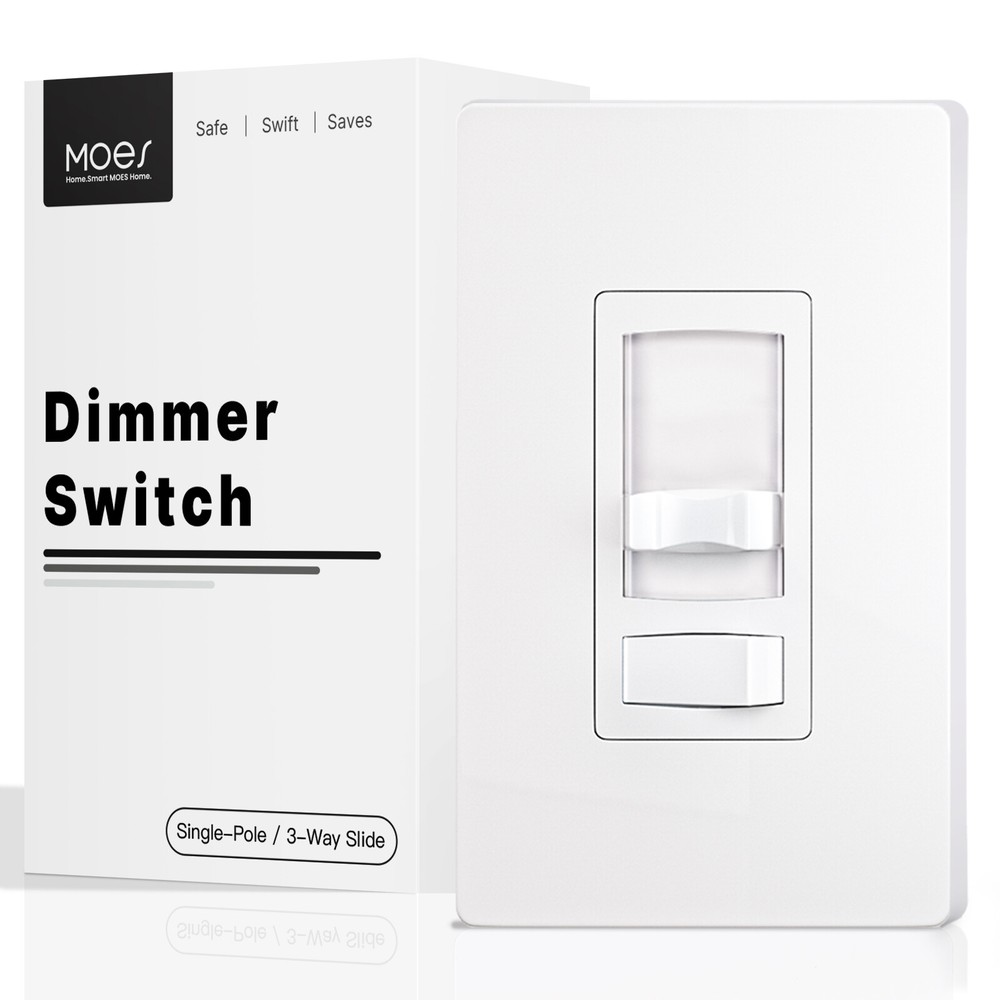 MOES Dimmer Light Switch Single Pole / 3-Way - LED CFL 300W / Incandesce 600W