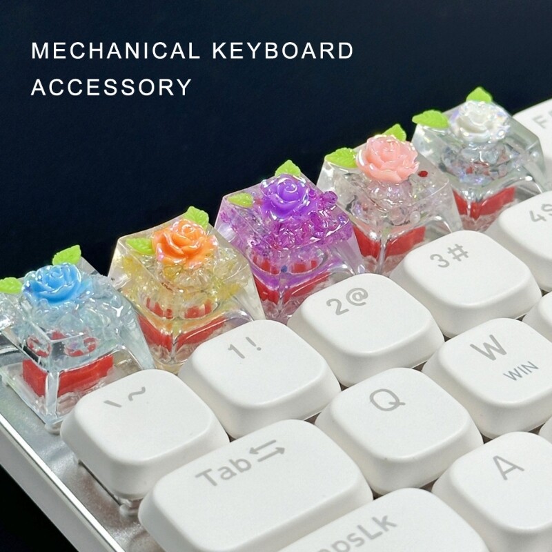 Resins Camellias Flower Pattern Keycap for Mechanical Keyboards