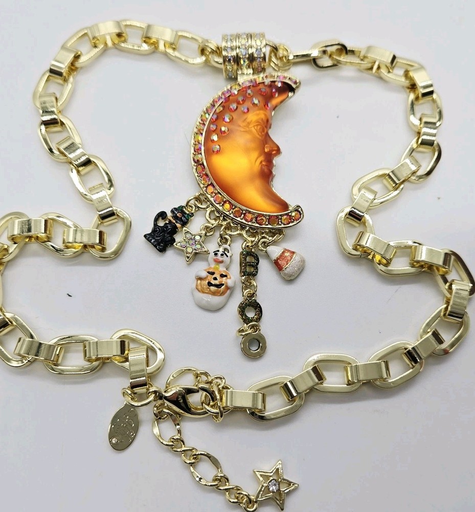 Kirks Folly Halloween Charm Magnetic Necklace and Enhancer Set 2pc Gold tone