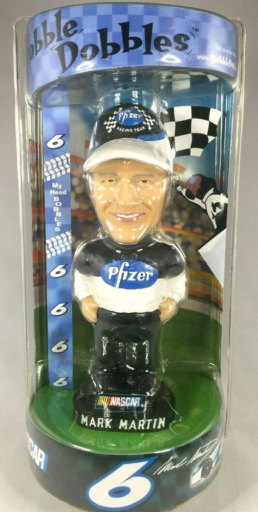 MARK MARTIN #6 BOBBLEHEAD HAND PAINTED SEALED NASCAR BOBBLE DOBBLES VINTAGE 2002