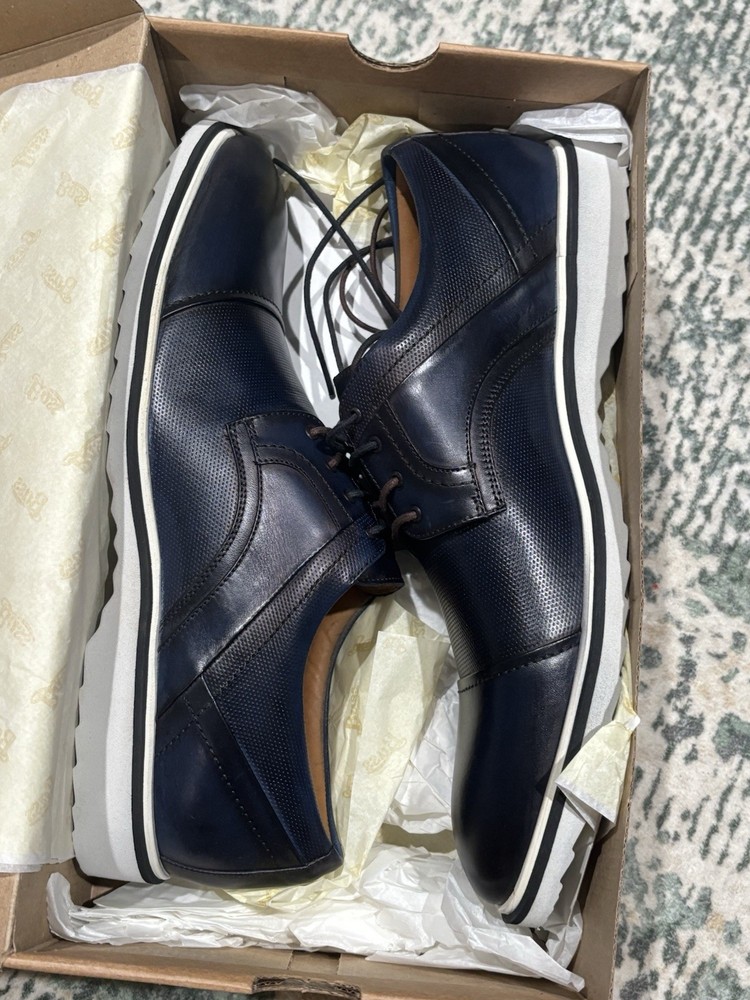 G H Bass Mens Navy Napa WH Maine Leather Lace Up Oxfords 10M New