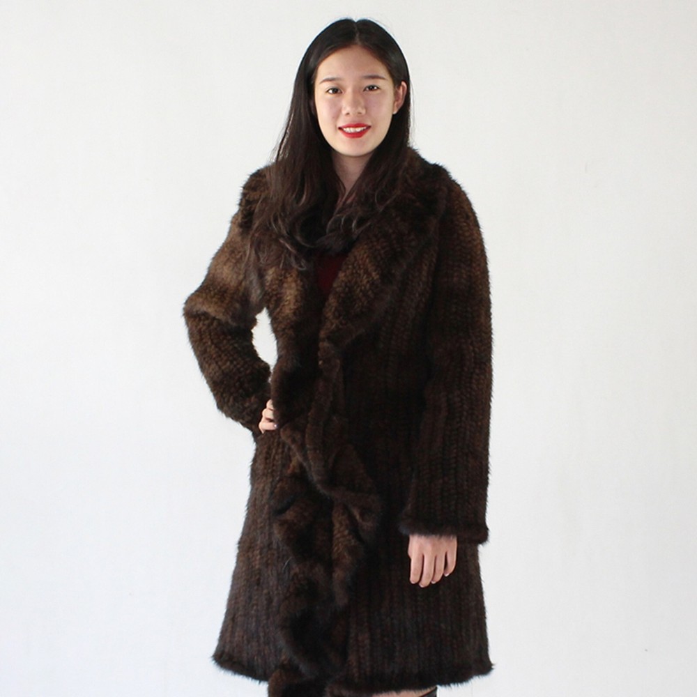 Luxury knitted mink overcoat for women