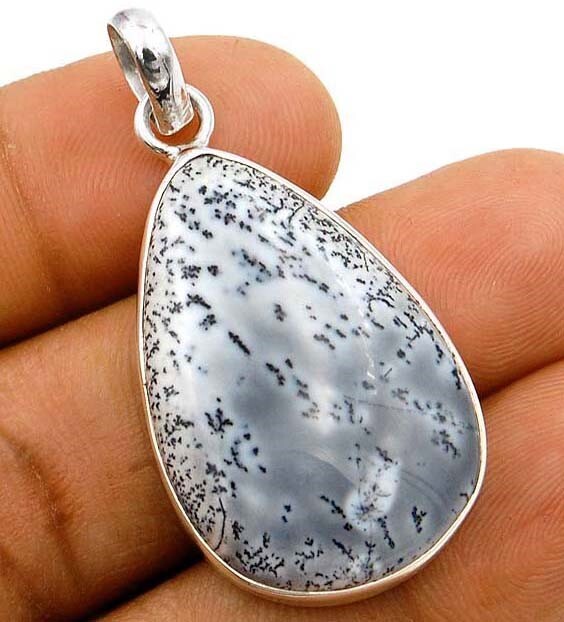 Natural Winter Dendrite Opal 925 Sterling Silver Pendant Jewelry @B19-9