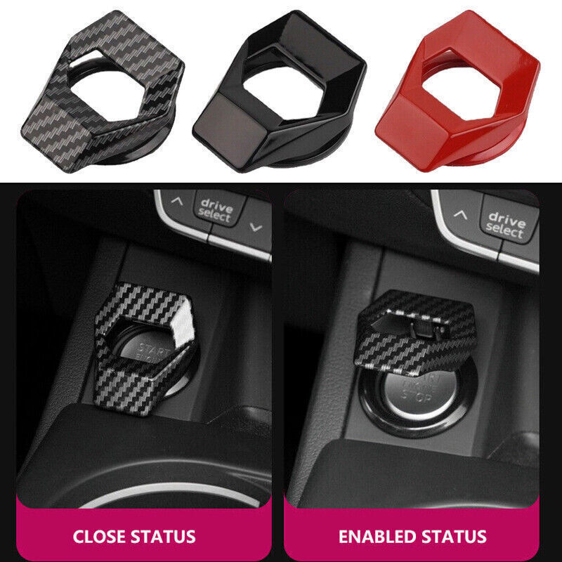 Car Engine Start Stop Push Button Switch Cover Trim Accessories Carbon fiber