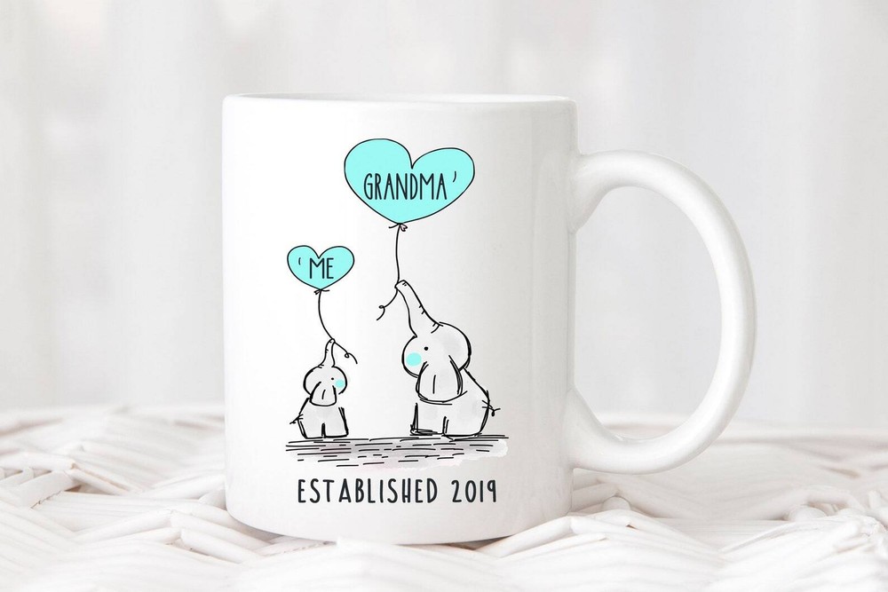 New Grandma Gift Pregnancy Announcement Grandma Mug Cute Elephant Baby Shower