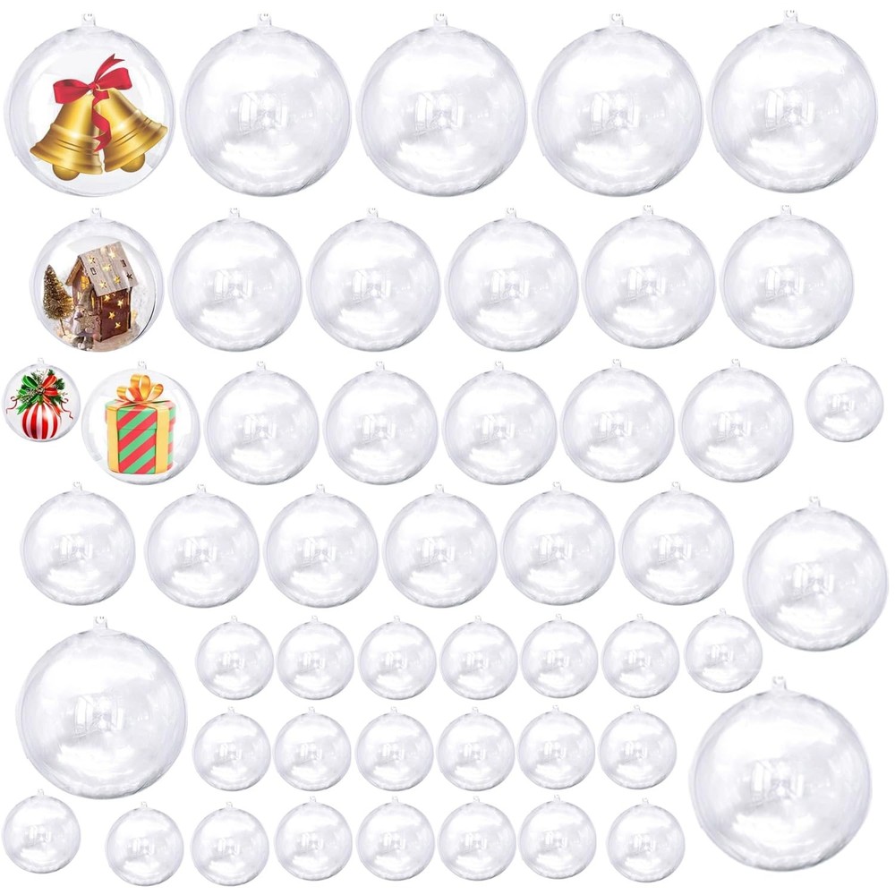 40 PCS Clear Acrylic Ball Ornaments, Plastic Christmas Fillable Ornaments, Tr...