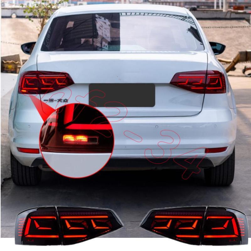 Fit For VW Jetta 2015-2018 Smoke Black LED Rear Lamps Taillights Dynamic Signal