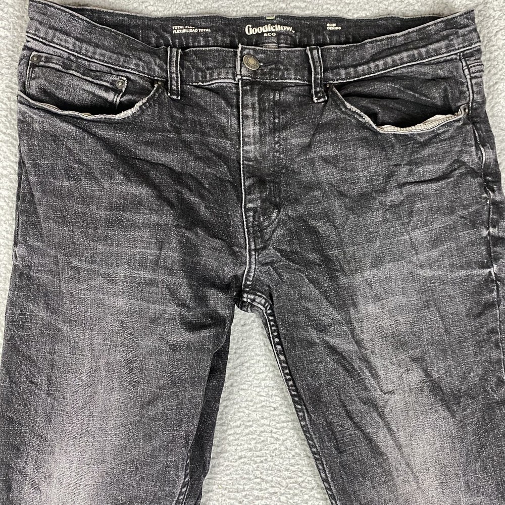 Goodfellow Mens 36x30 Black Slim Fit Stretch Jeans Dark Wash Preppy Flex