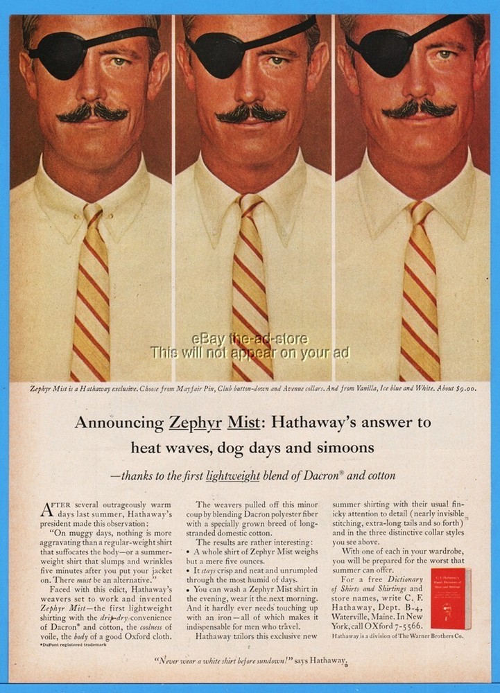 1966 Zephyr Mist Mens Shirts Clothing Eye Patch Mustache Photo Print Ad