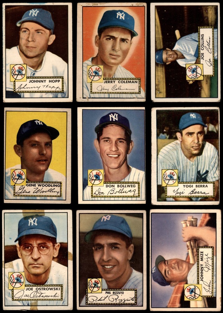 1952 Topps Yankees Team Set 1.5 Fair 22 of 29 Cards 6910618
