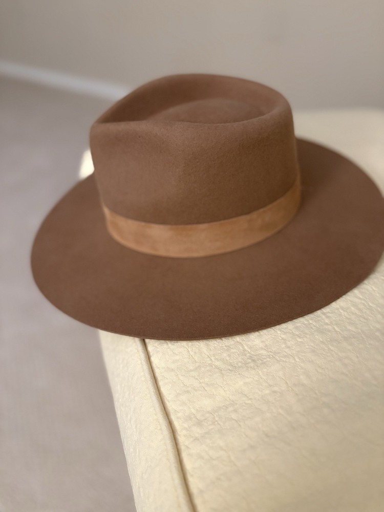 NWT Lack Of Color 100% Wool Hat Western Fedora Coffee Brown ORIGINAL BOX Sz MED