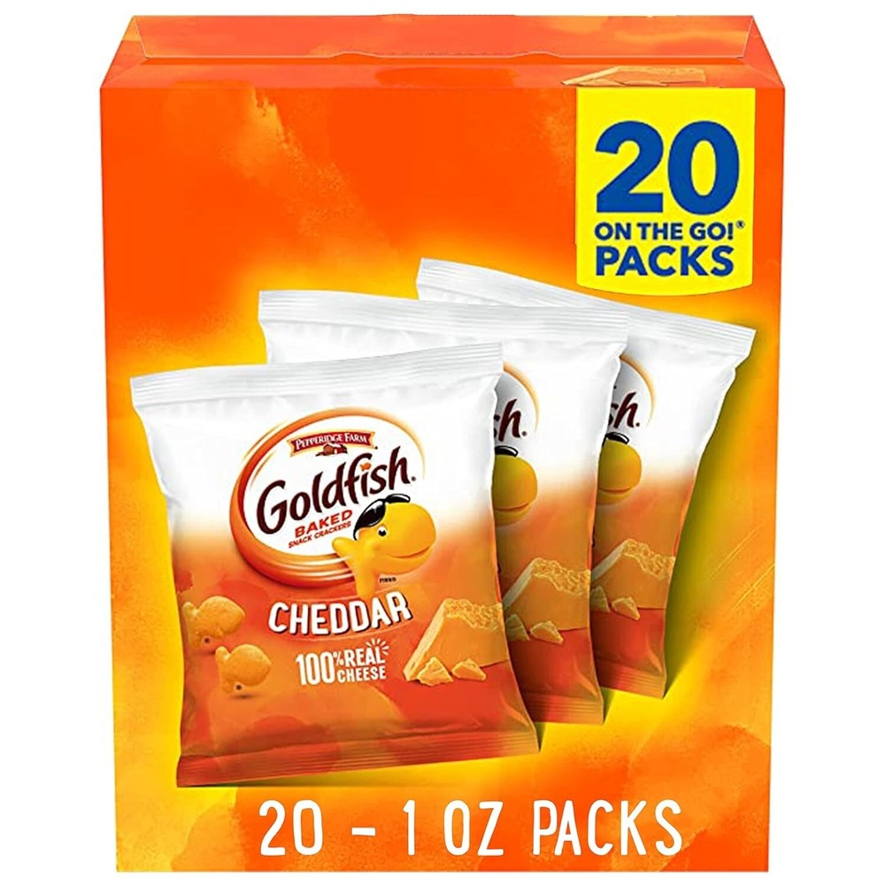 Goldfish Cheddar Cheese Crackers Baked Snack Crackers 1 oz On-the-Go Snack Packs