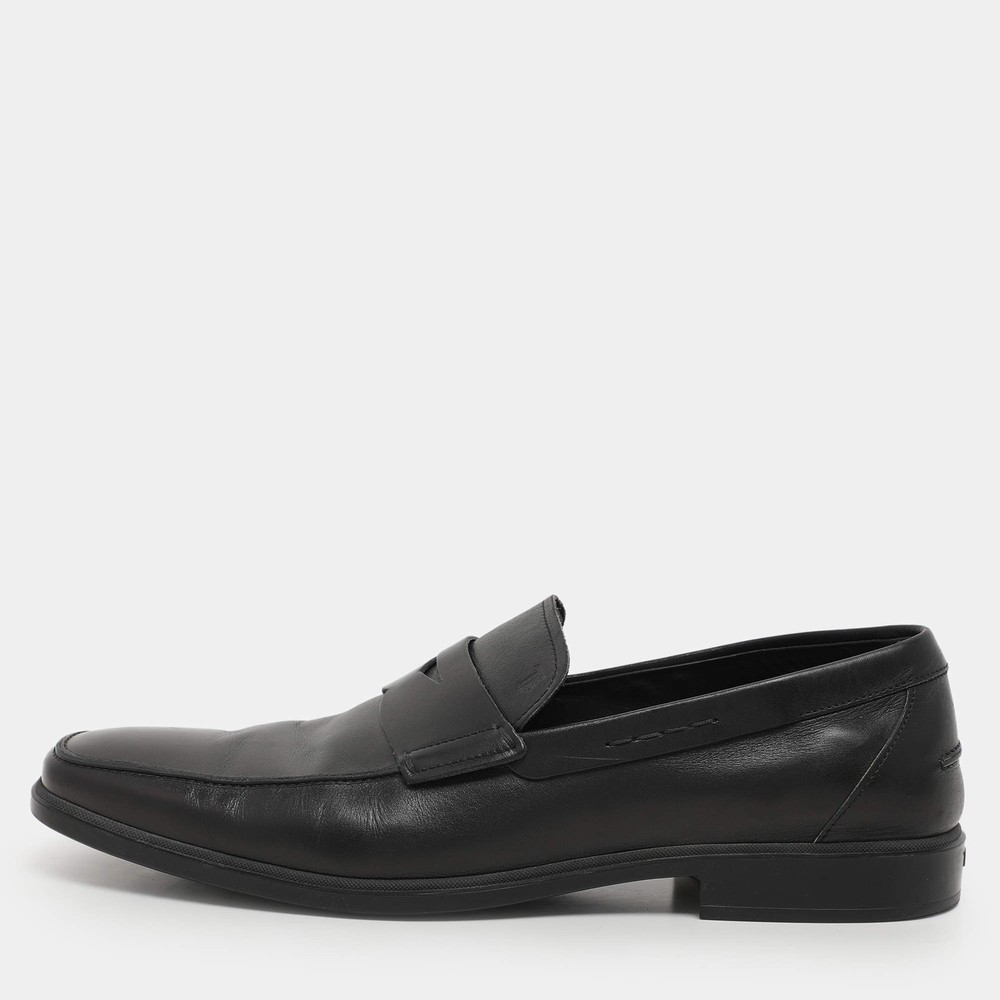 Tods Black Leather Penny Loafers Size 455
