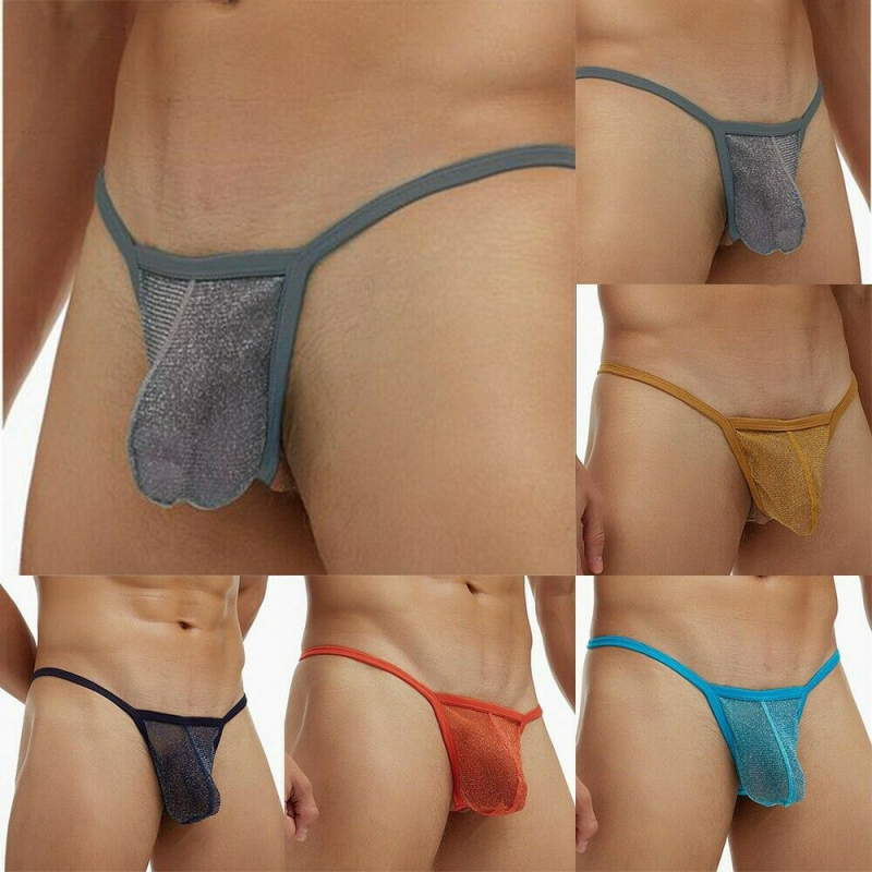 Sexy Mens G-String Mesh See Through Pouch Briefs Underwear T-back Thong V-string