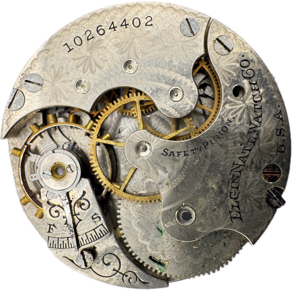 Antique 6s 1904 Elgin 7 Jewel Mechanical Hunter Pocket Watch Movement 206 USA