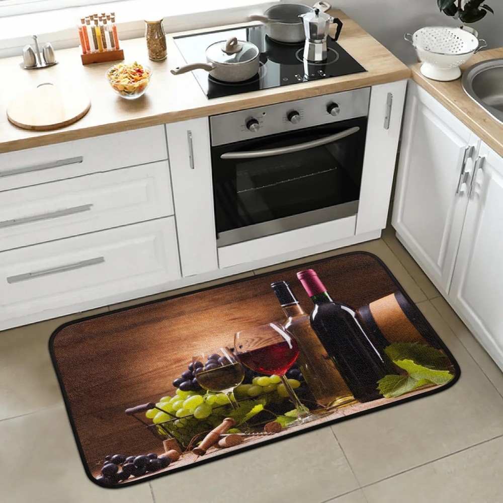 Charming Coffee House Kitchen Mat with Cakes Design 39x20 Non-Slip Rug
