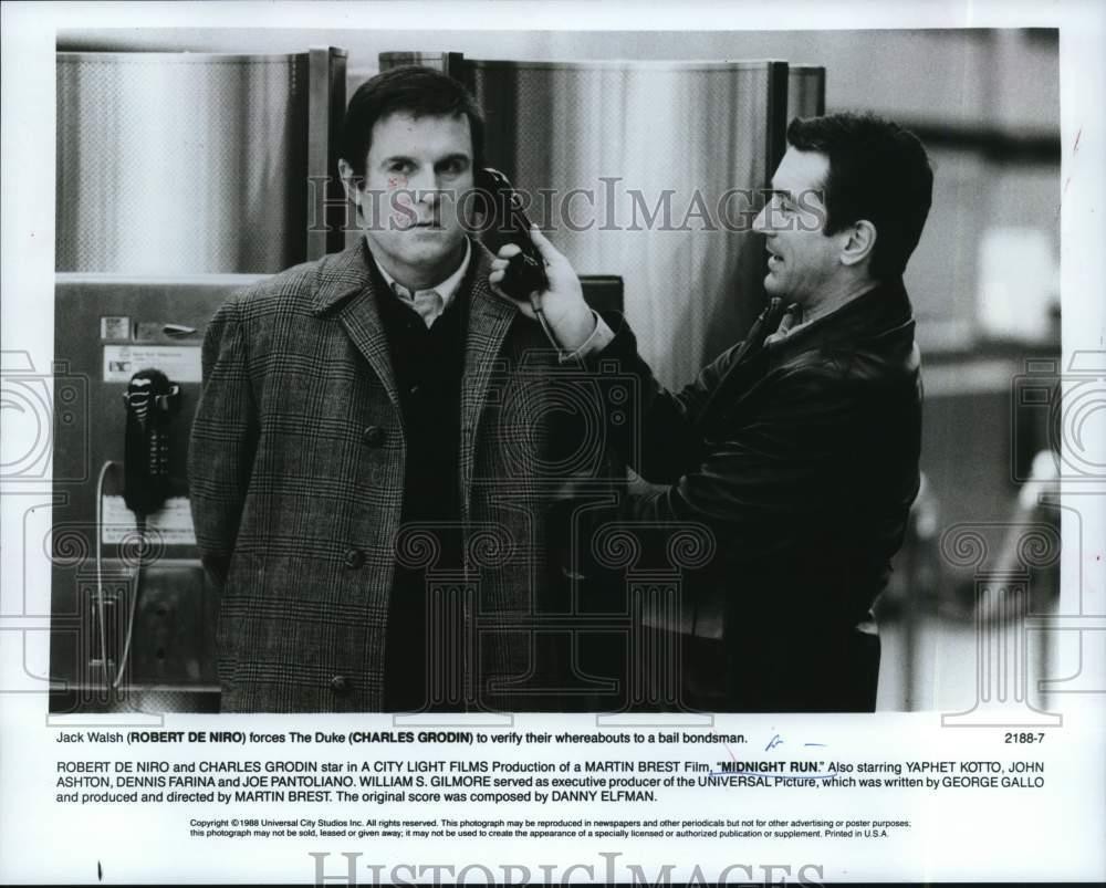 1988 Press Photo Robert De Niro and Charles Grodin star in 