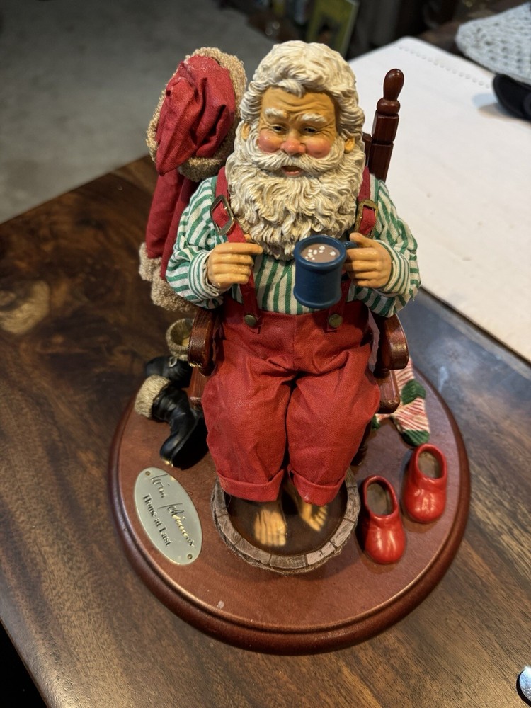 Limited Edition Christmas Traditions Home At Last. Vintage Fabric Mache Santa.