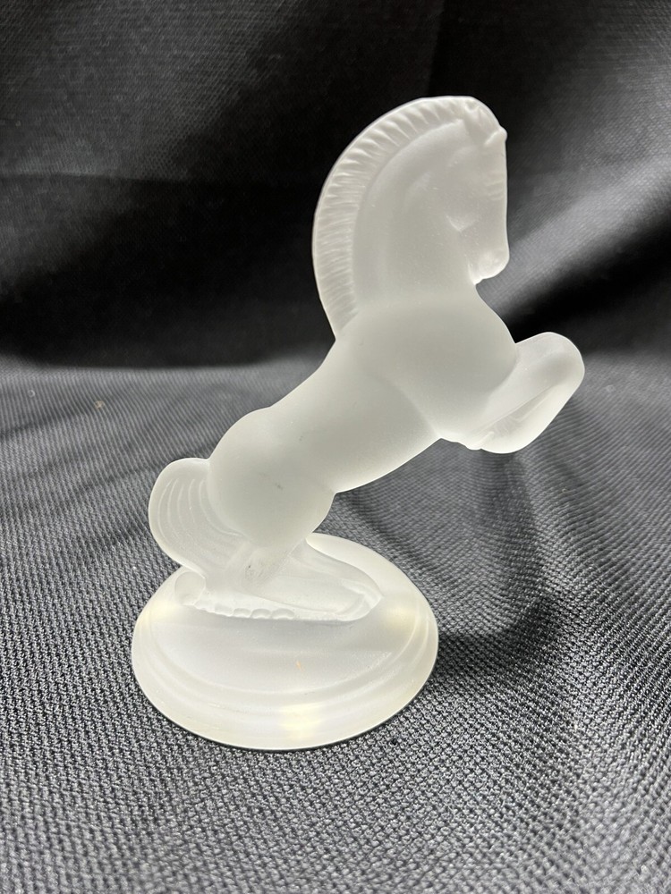 Horse Sculpture Figure 1987 Franklin Mint Frosted Glass Art Deco Vtg Equestrian