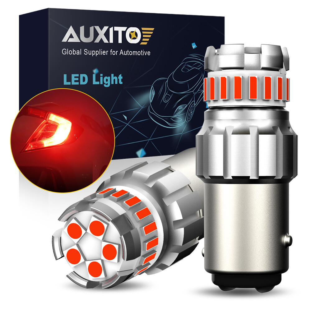Bright Red AUXITO 1157 LED Brake Tail Light Bulbs for 7528 2357 2057 CANBUS Compatible