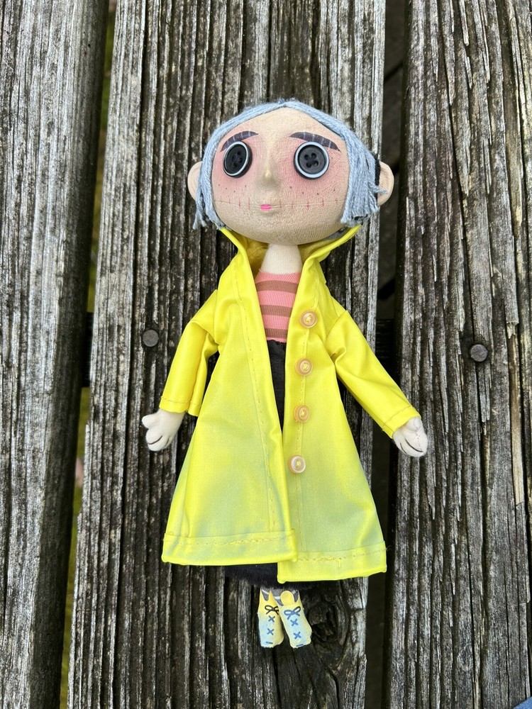 NECA Coraline's Doll Prop Replica Button Eyes Raincoat Yarn Hair