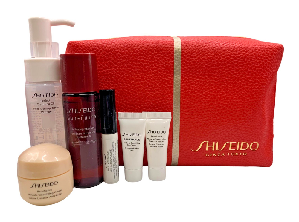 Shiseido 7 Piece Skincare Travel Set & Cosmetic Bag