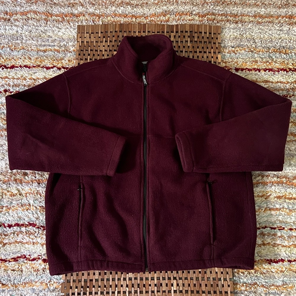 Eddie Bauer Polartec Performance Tech Fleece Full Zip Jacket Red Men's Large L