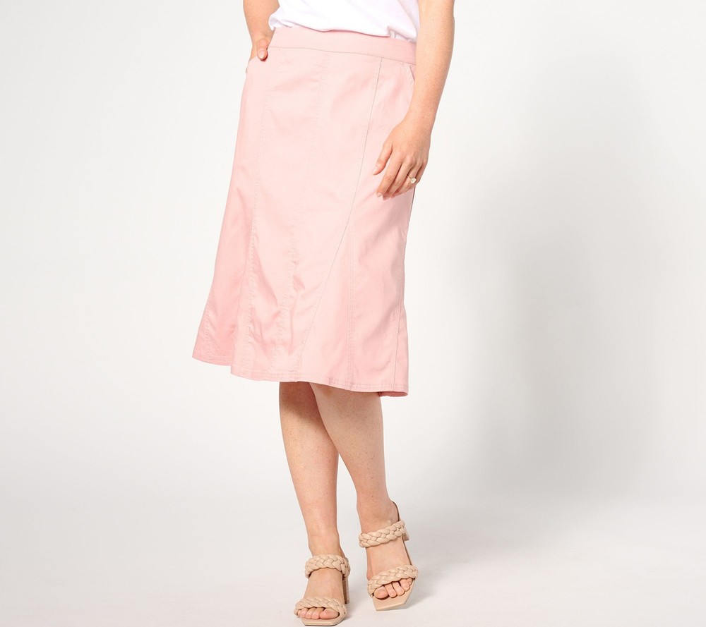 Anybody Women's Petite Skirt 4XP Tencel Denim Pull-On Pink A637259